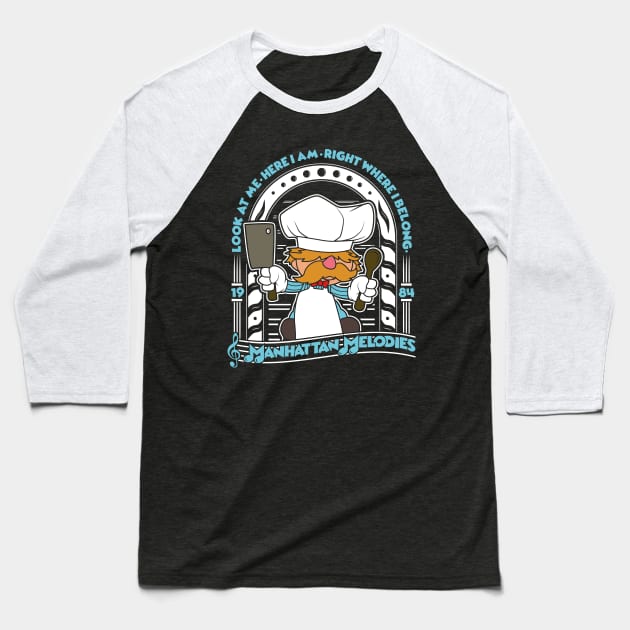 Swedish Chef Muppets Manhattan Melodies Baseball T-Shirt by RetroReview